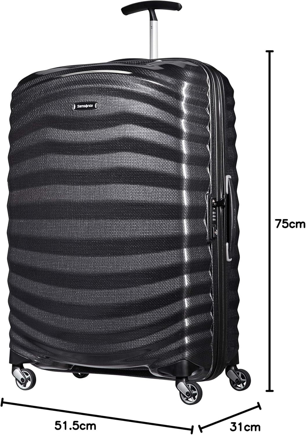 Large Lightweight Hard Shell Spinner Suitcase Shock Resistant 75cm 99L Black