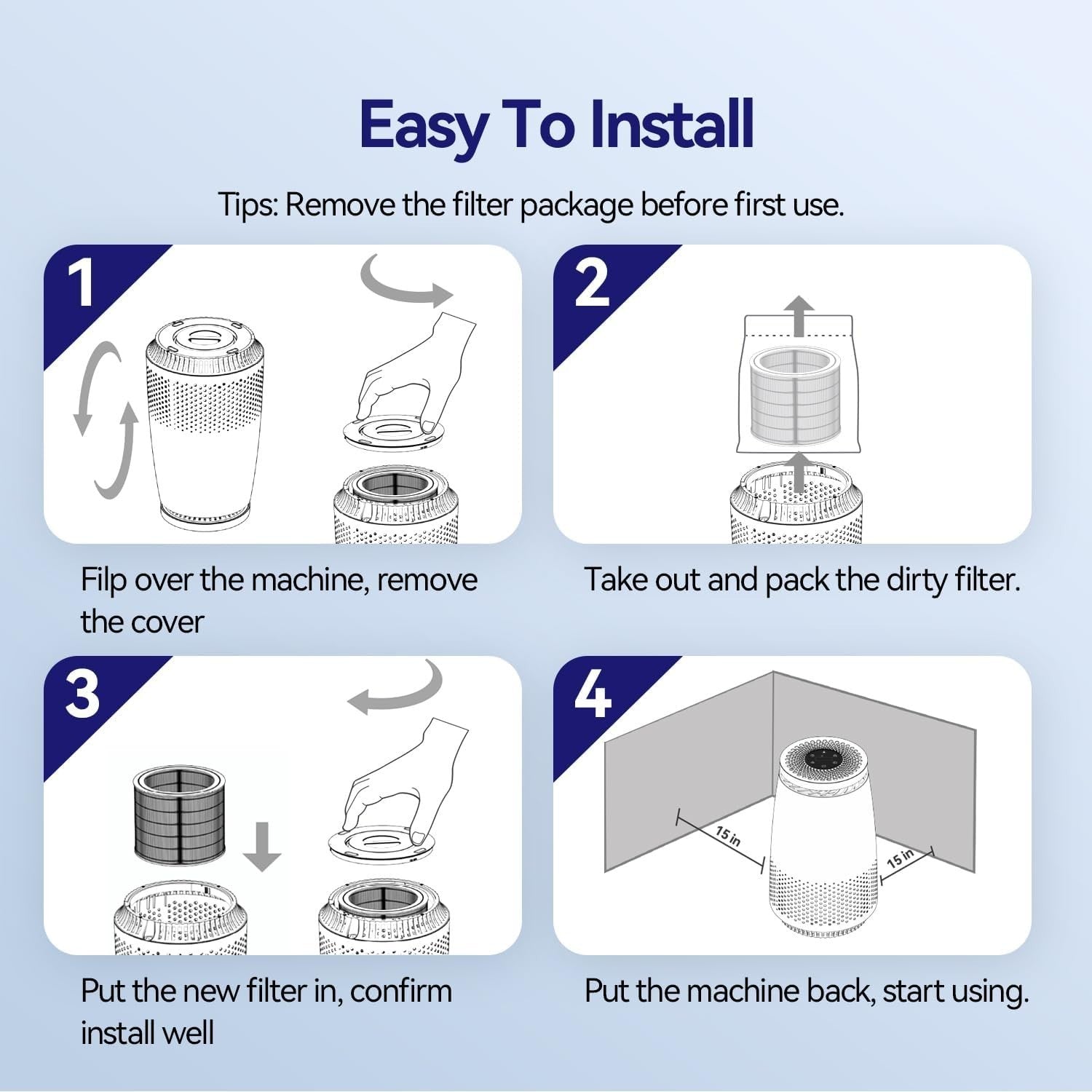 HEPA Air Purifier for Home Pets Dust Smoke Quiet Sleep Mode Timer
