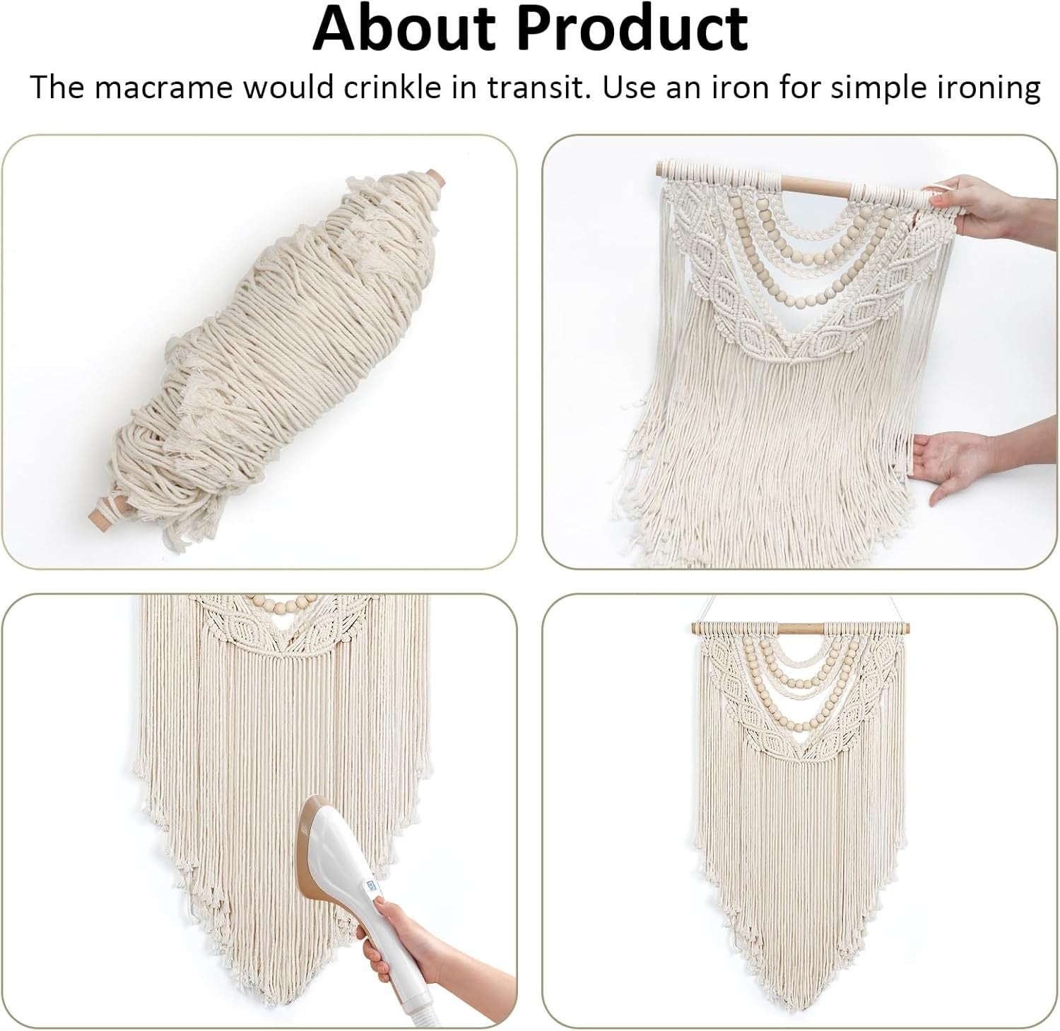 Small Boho Macrame Wall Hanging 16.5"x28" Woven Tapestry Decor