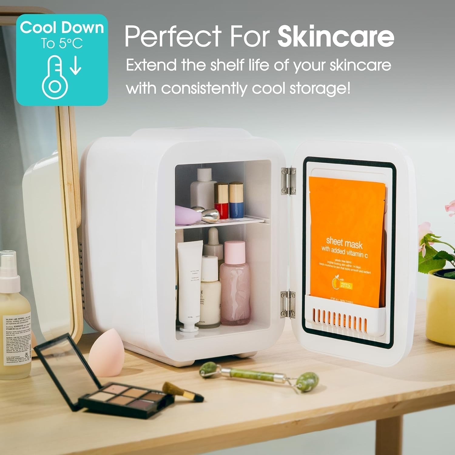 4L Portable Mini Cooler & Warmer Retro Fridge AC/DC Compact Bedroom Car