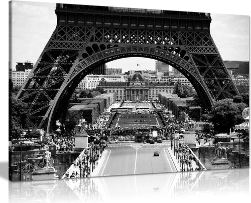 Black White Eiffel Tower Canvas Wall Art 18x12 Framed Print