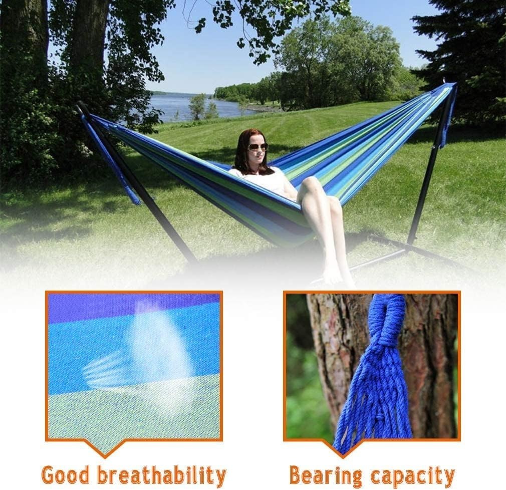 Heavy Duty Double Hammock Stand Portable Steel Frame for Patio & Indoor