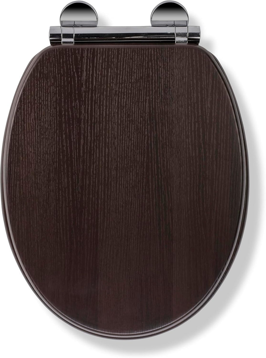 Walnut Effect Wooden Toilet Seat Soft Close Quick Release Antibacterial Durable