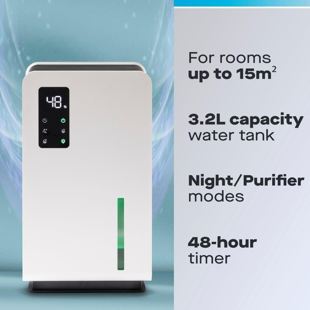 3.2L Dehumidifier with Air Purifier Quiet Sleep Mode Digital