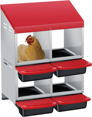 4 Chamber Galvanised Steel Chicken Nesting Box Pull Out Tray