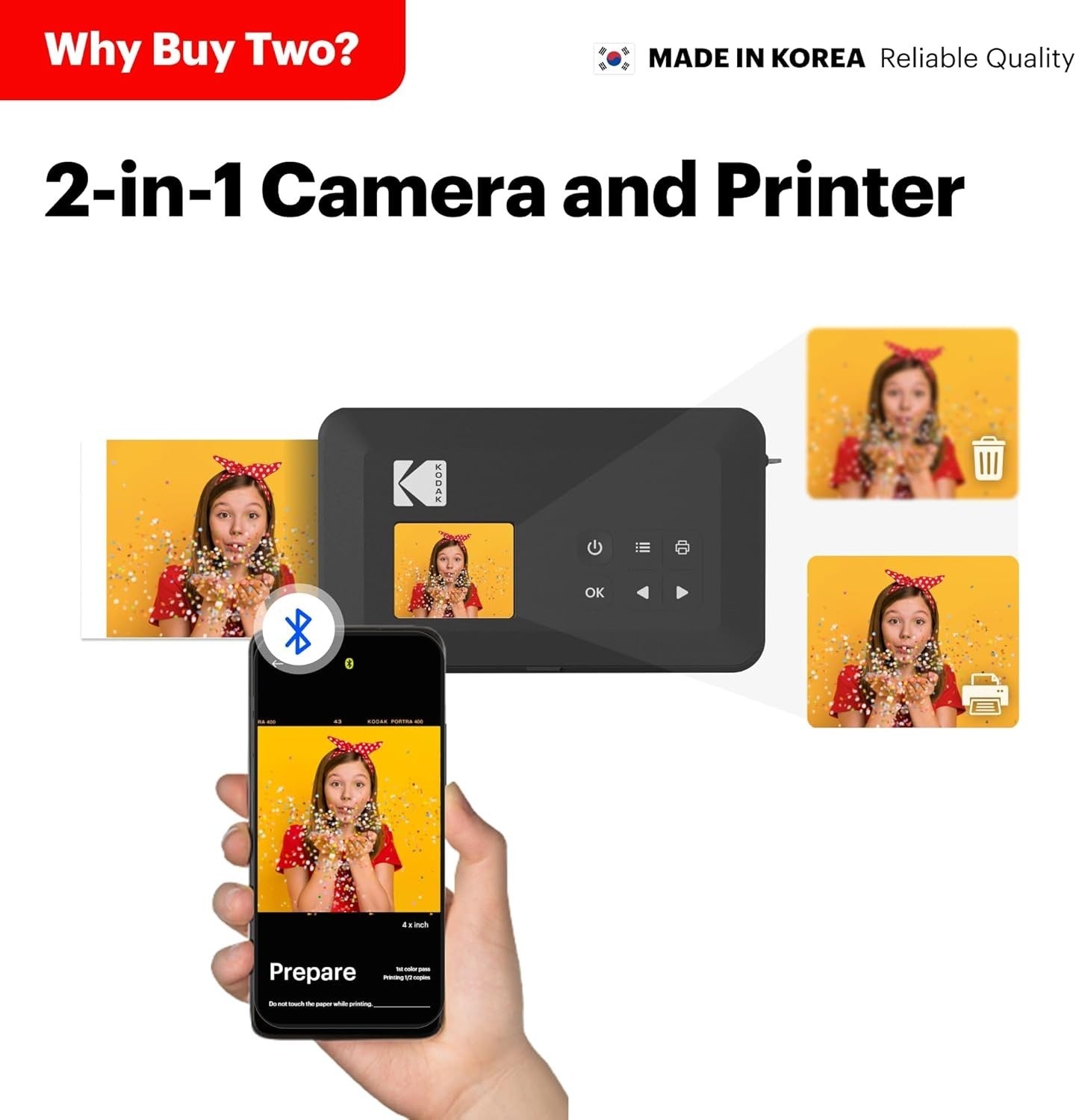 2 in 1 Instant Camera Photo Printer Bundle Bluetooth 68 Sheets
