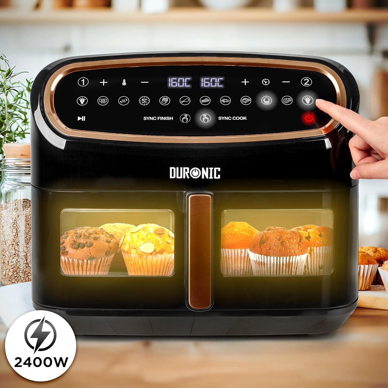 XL Dual-Zone Digital Air Fryer 10L Family Size Viewing Window 2400W Fast Cooking