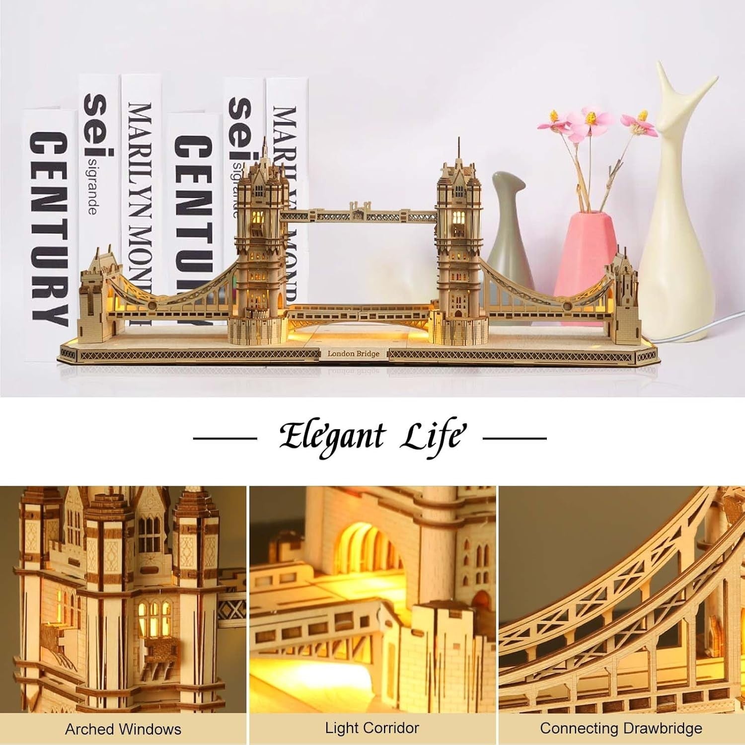 3D Wooden London Bridge Puzzle Kit – 450 PCS DIY Architecture Model