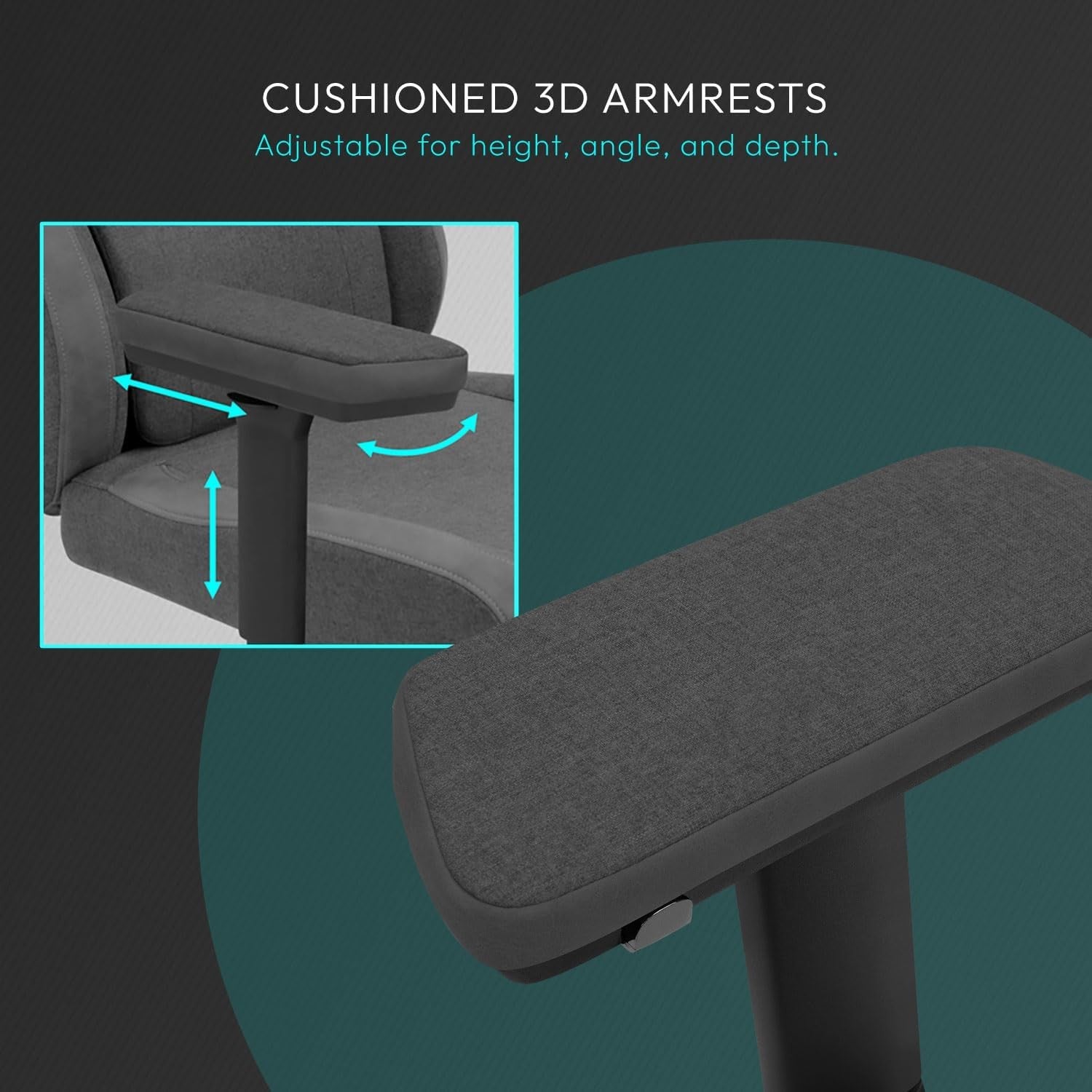 Ergonomic Gaming Chair Auto Lumbar 3D Arms Dark Grey