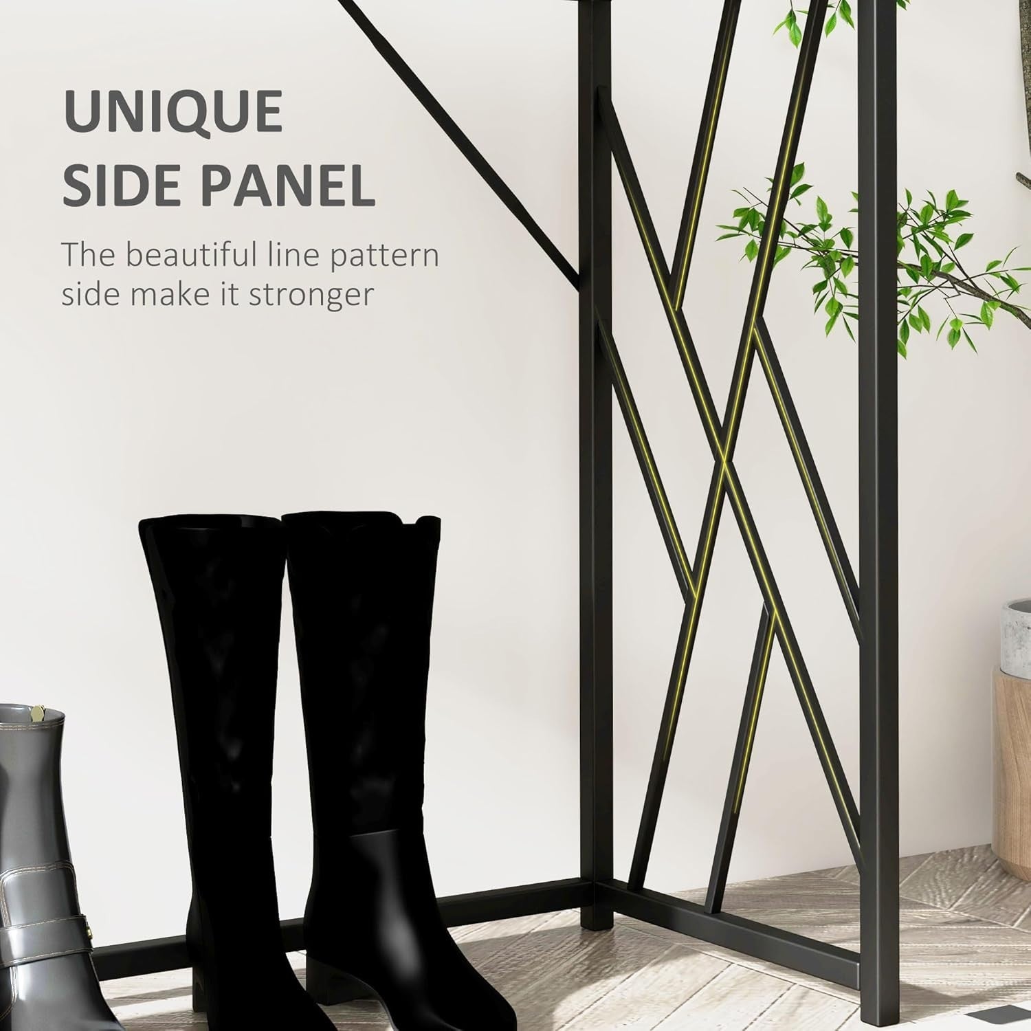 Industrial Console Table with Metal Frame, Engineered Wood Top, 120cm