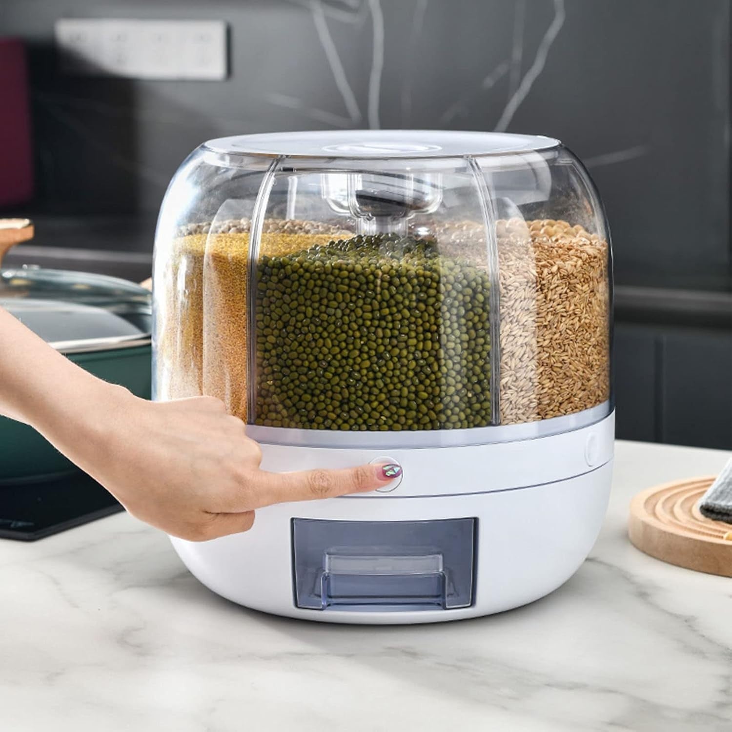 6 Grid 360° Rotating Rice Dispenser Airtight Big
