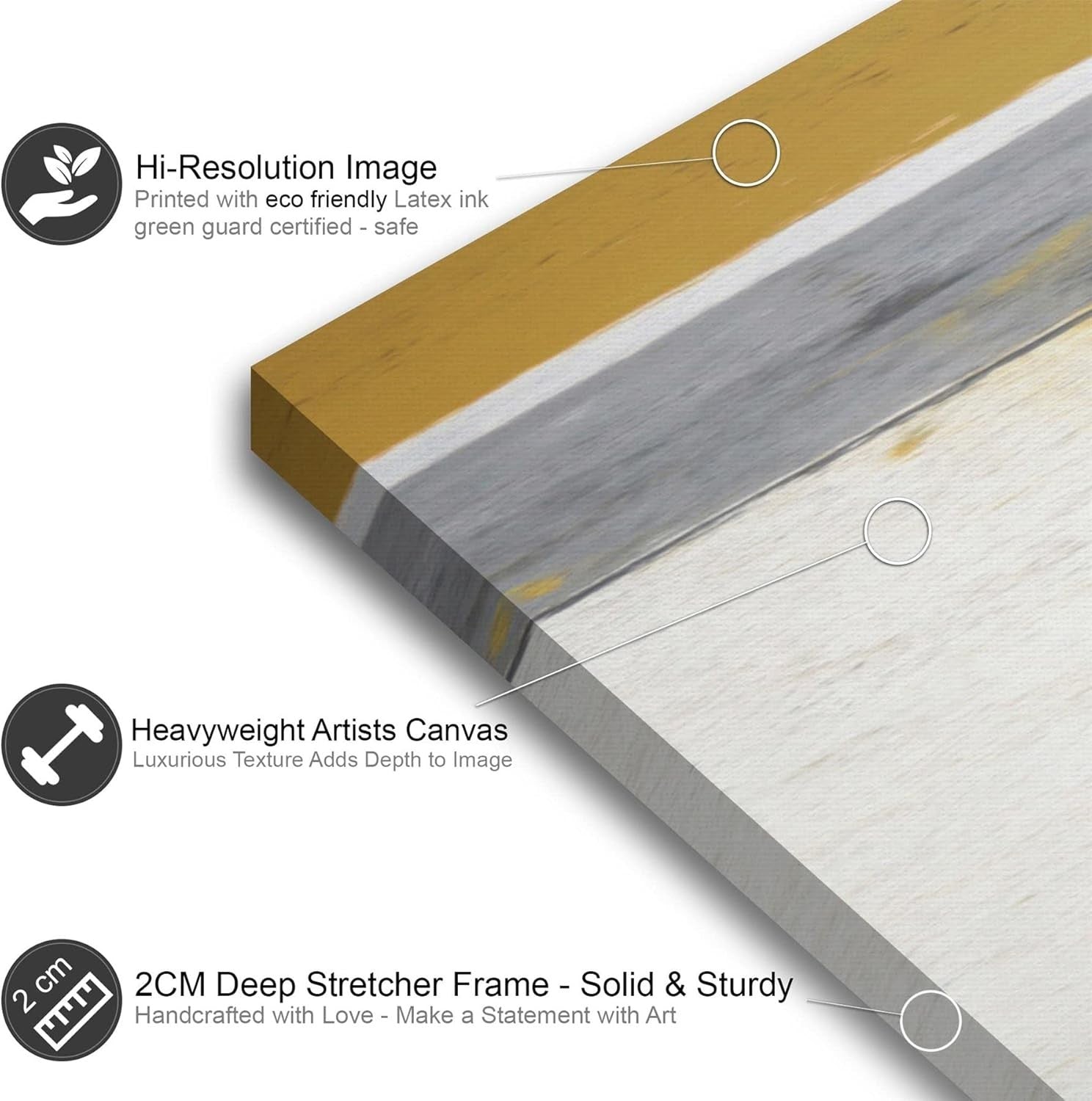 XXL Mustard Yellow Grey Abstract Canvas Wall Art 191x65cm