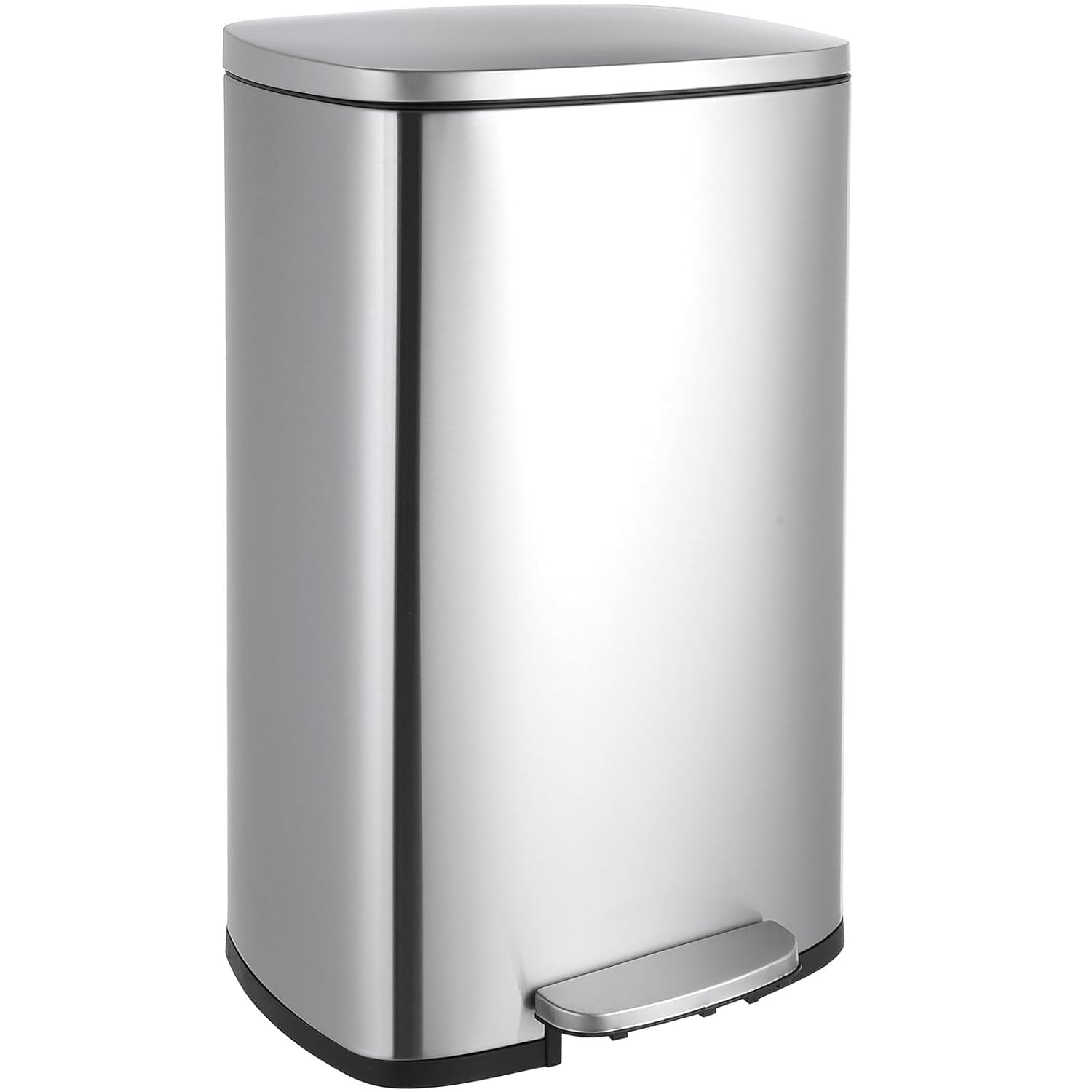 50L Stainless Steel Pedal Bin Soft Close Kitchen Waste Silver