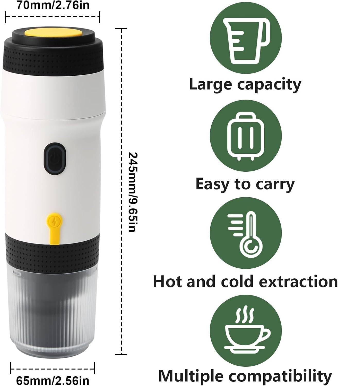 Portable 20-Bar Espresso Maker Travel Coffee Machine USB Car Powered