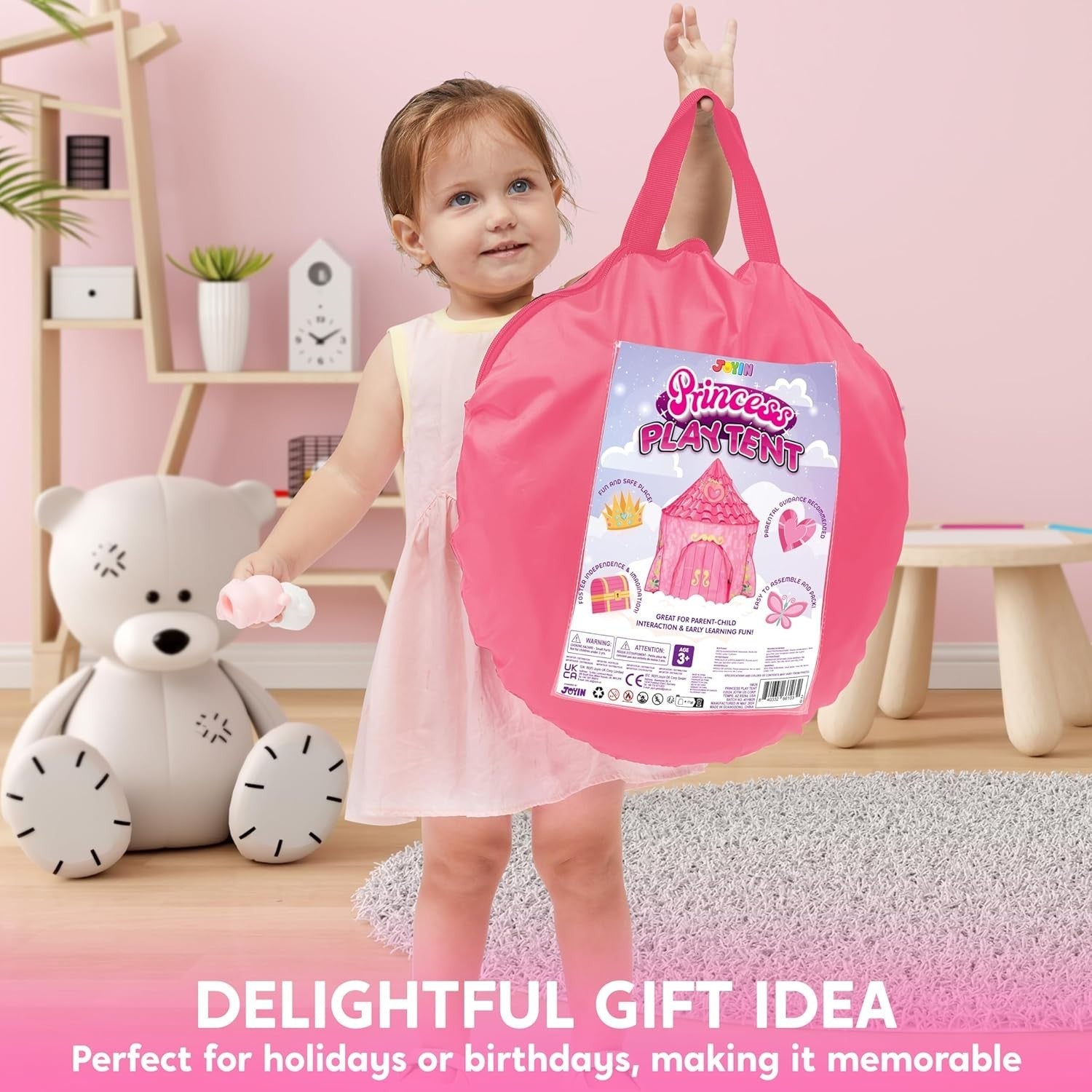 Pink Princess Castle Play Tent Kids Pop Up Indoor Outdoor Playhouse