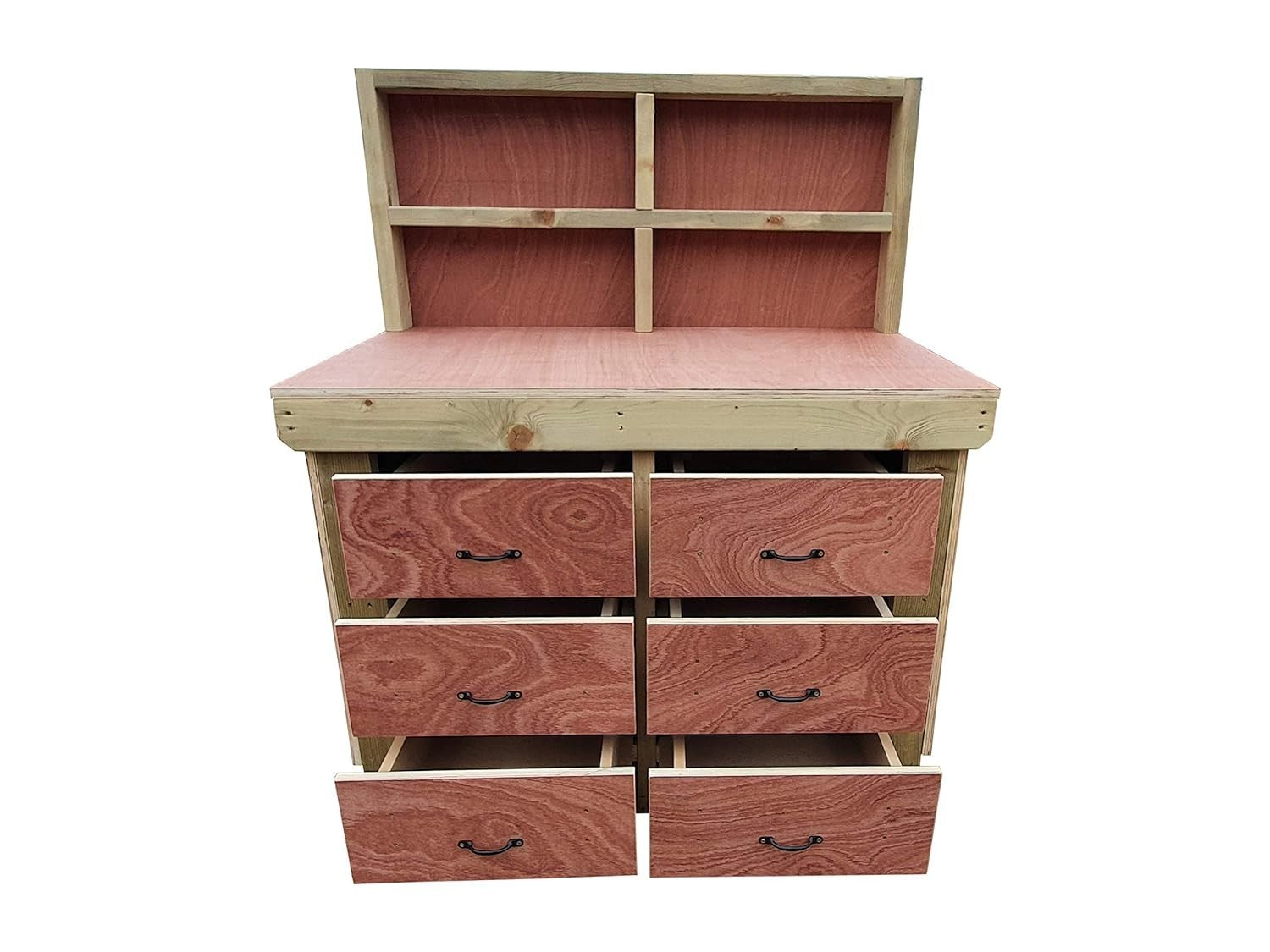 4ft Heavy Duty Wooden Workbench Tool Cabinet with Back Panel & Drawers