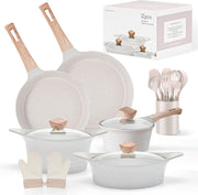 11Pcs Grey Induction Compatible Pots & Pans, with Bakelite Handle PFOA-Free