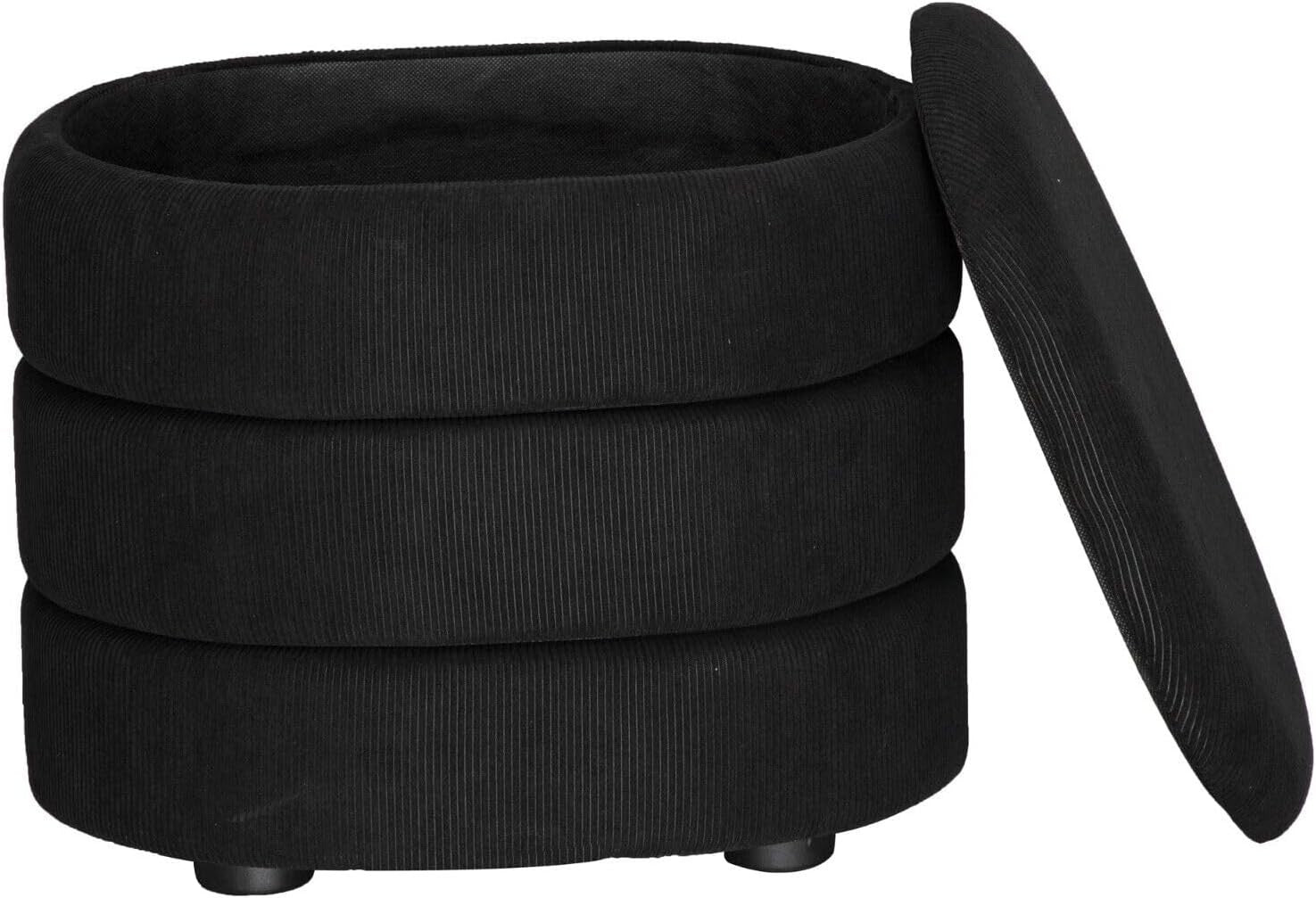 Black Velvet Oval Storage Ottoman Pouffe Footstool Vanity Stool Modern