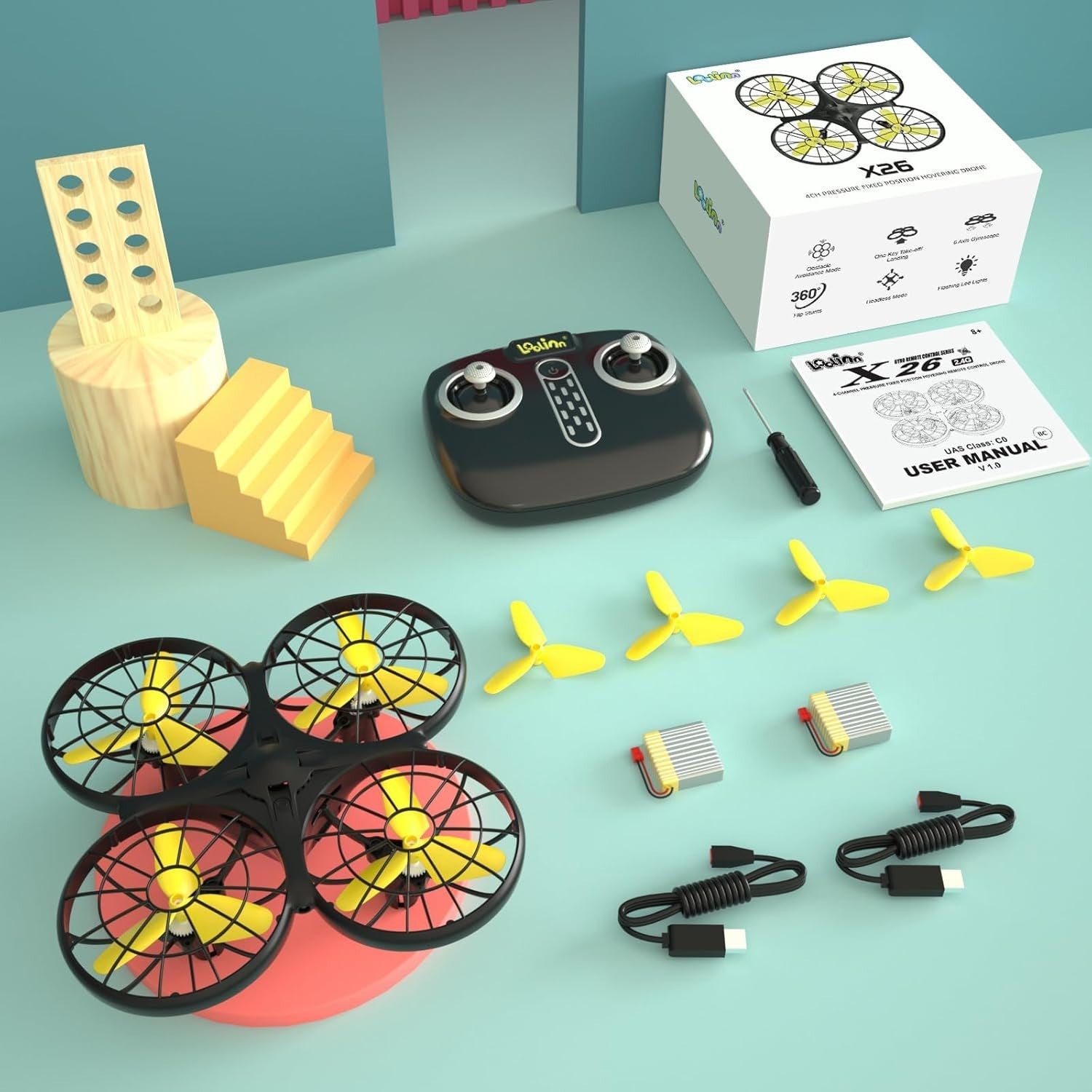 Mini Drone for Kids Gift Safe Hand Control RC Toy Auto Collision 360 Flip 20min