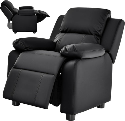 Kids Recliner Chair Adjustable Backrest & Footrest PU Leather with Storage Arms