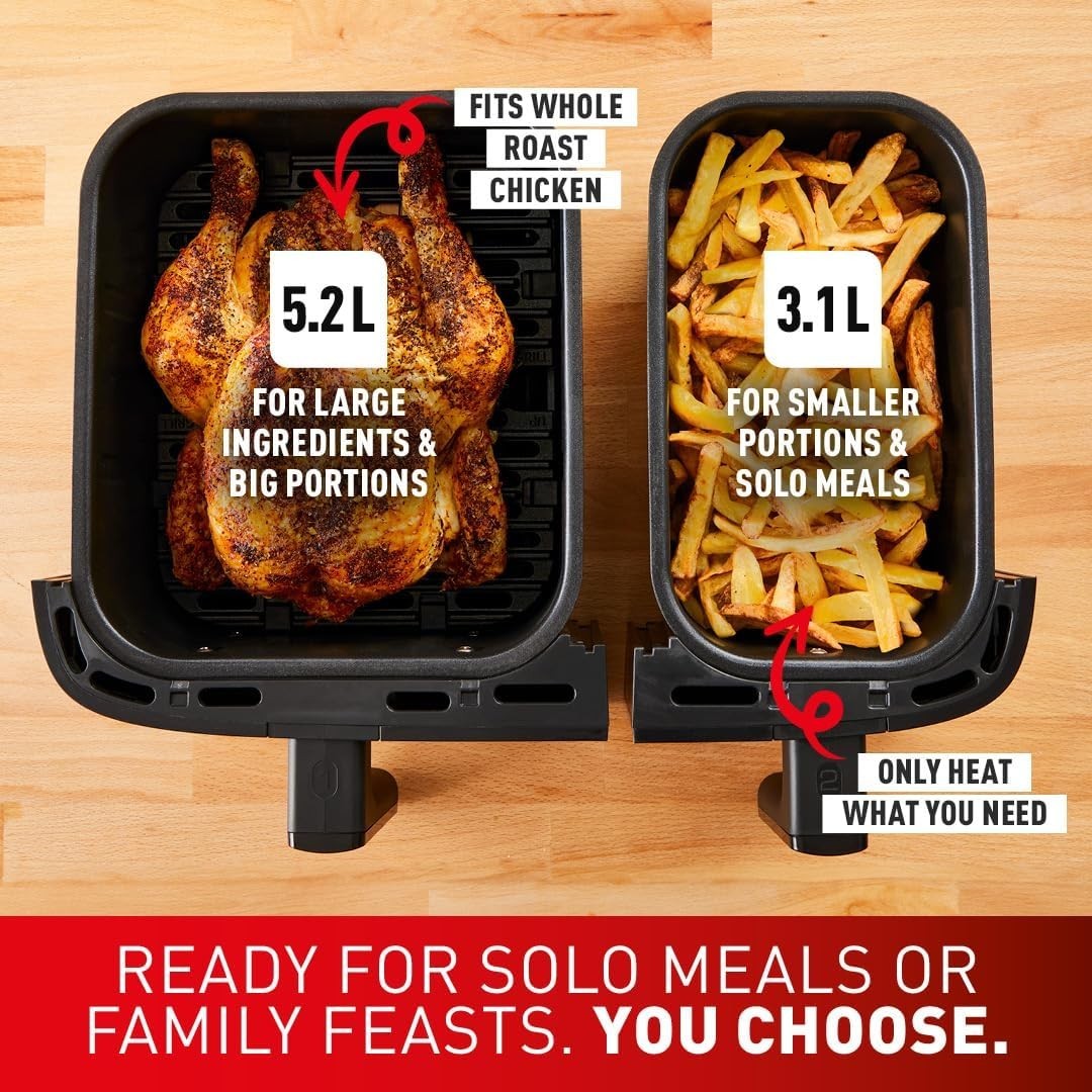 Dual Zone Air Fryer 8.3L 2 Drawer Digital 8-in-1 No Oil Dishwasher Safe