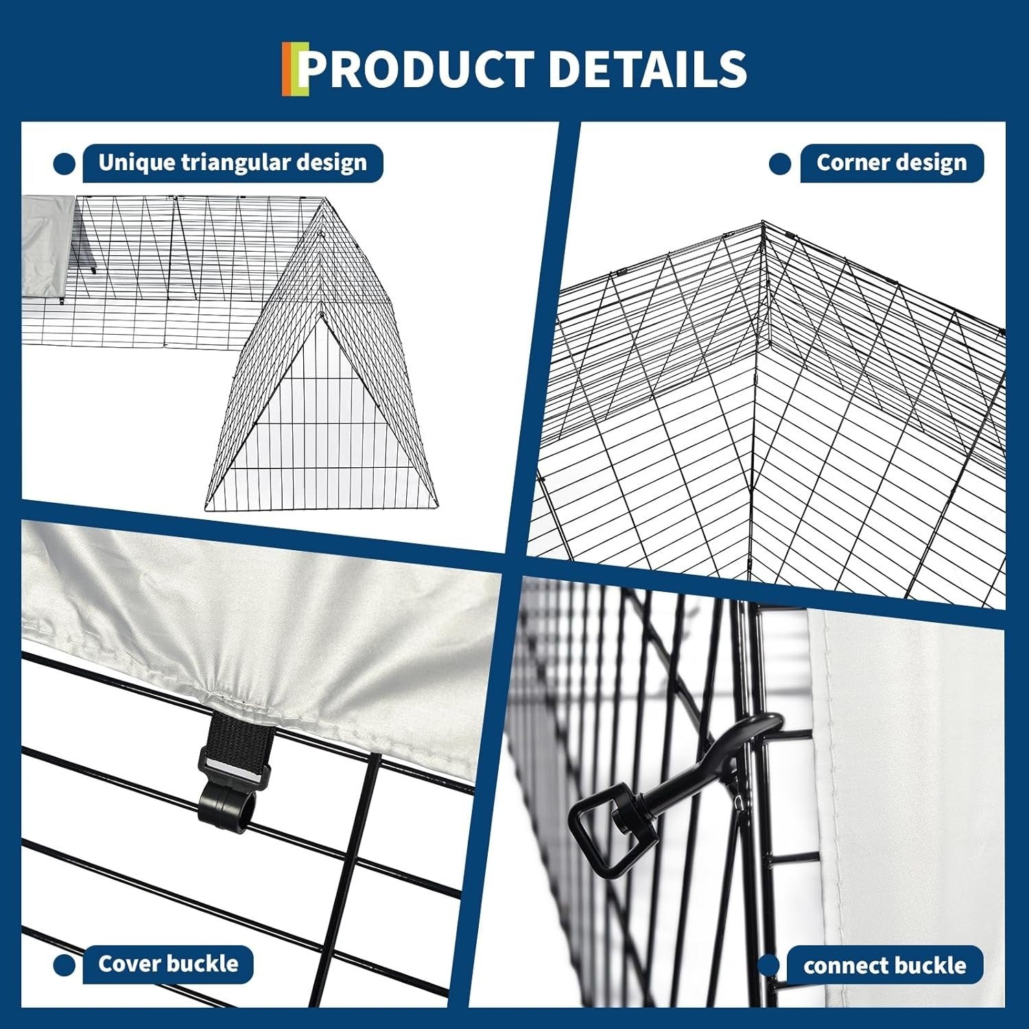 Large Metal Chicken Coop Run Portable Tractor Waterproof Cover