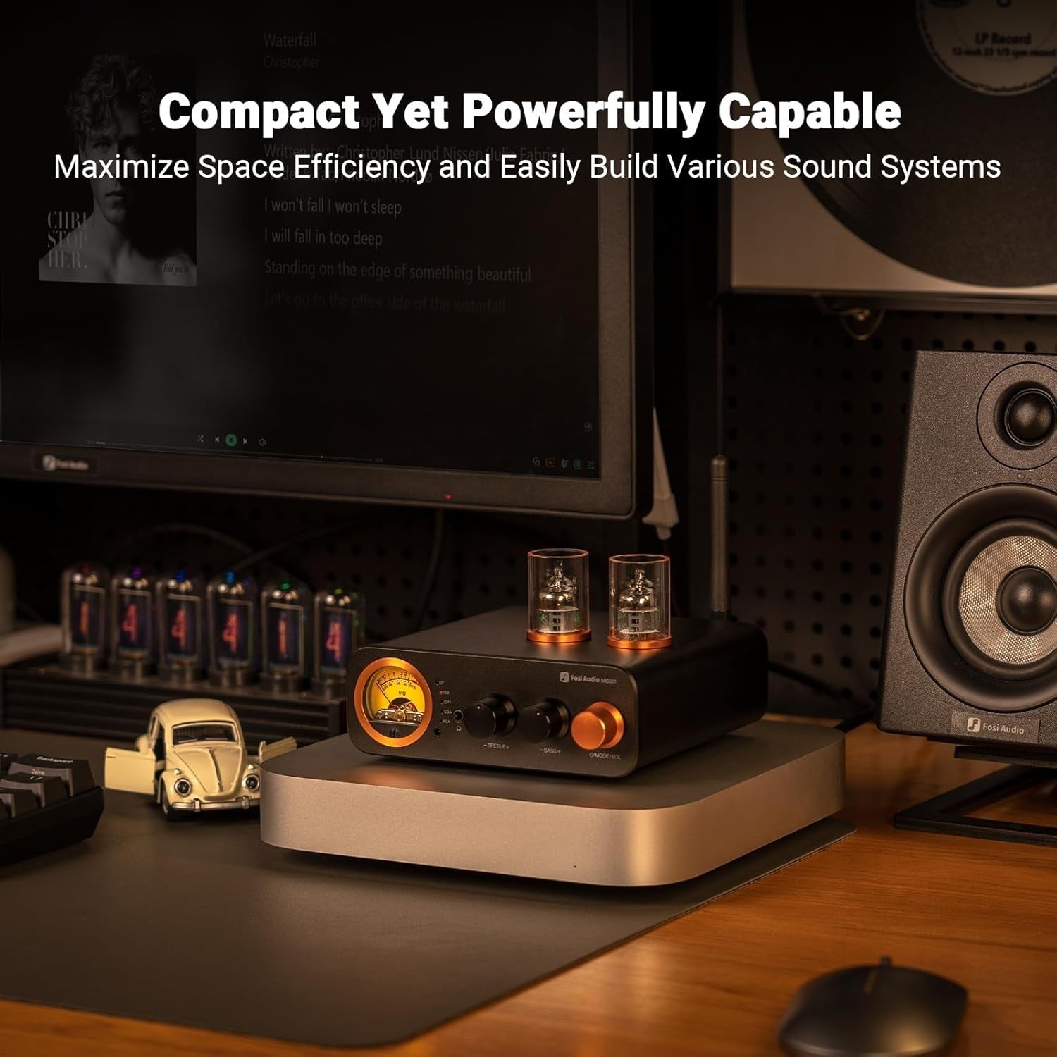 Hybrid Tube Amplifier DAC 105W x2 Bluetooth USB Optical RCA