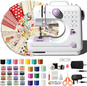 12 Stitch Sewing Machine Beginner Electric Sewing Kit 50 Fabric Pieces