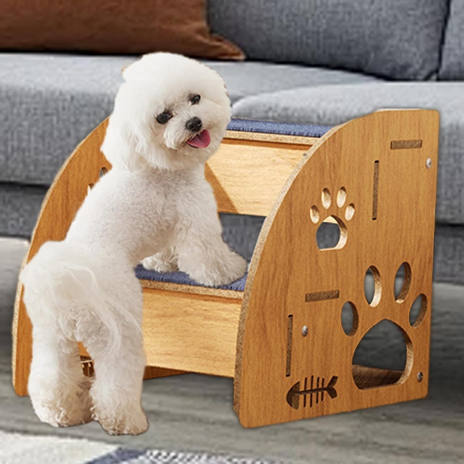 Wooden Pet Stairs for Bed Non Slip Dog & Cat Steps Indoor