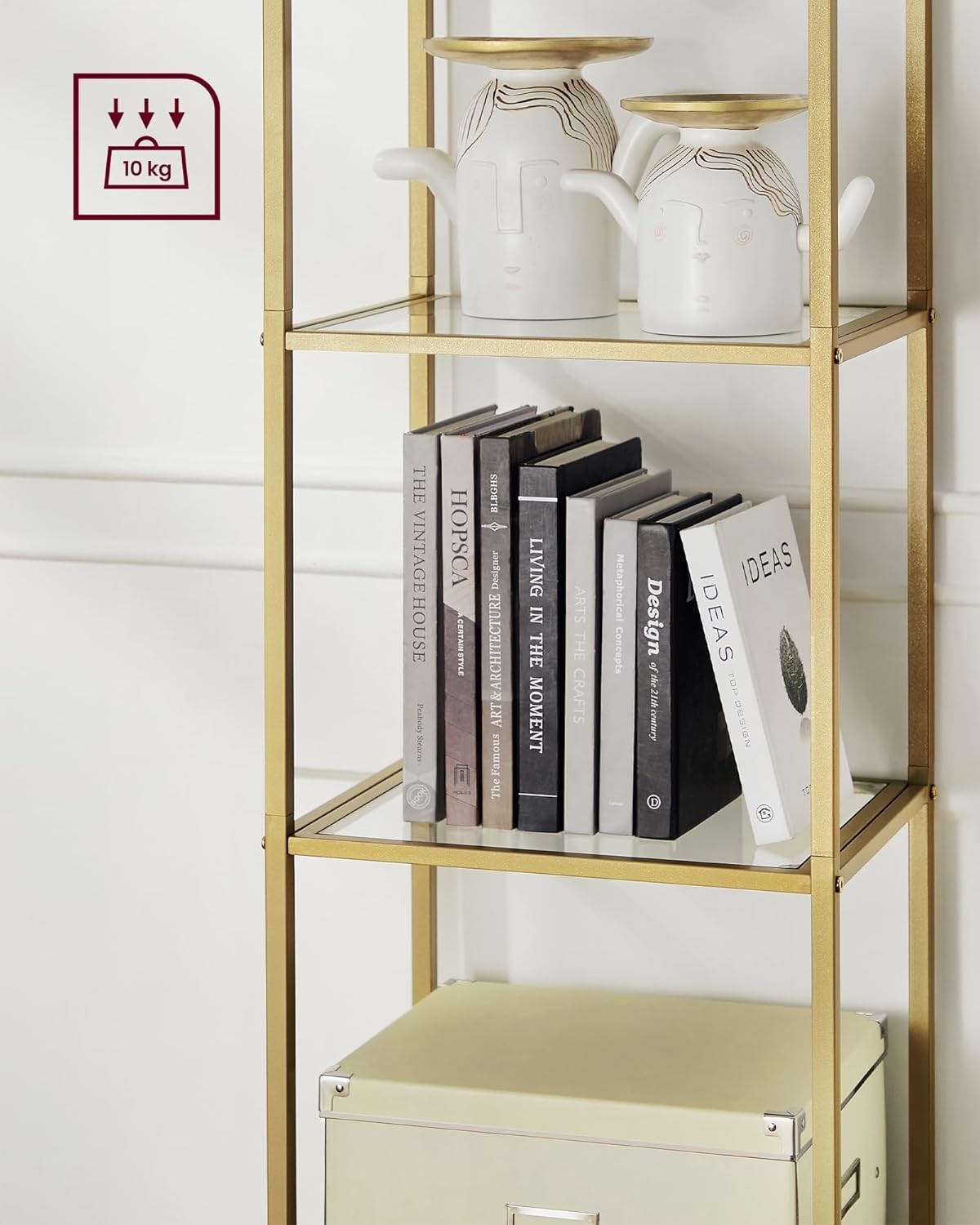 5-Tier Gold & Glass Shelving Unit Tall Arched Display Rack for Modern Homes