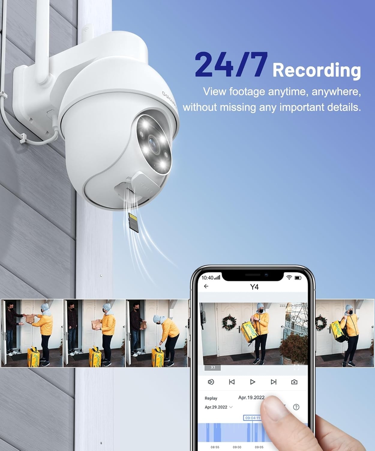 2 Pack 2K Security Camera Outdoor 360° WiFi CCTV Color Night Vision