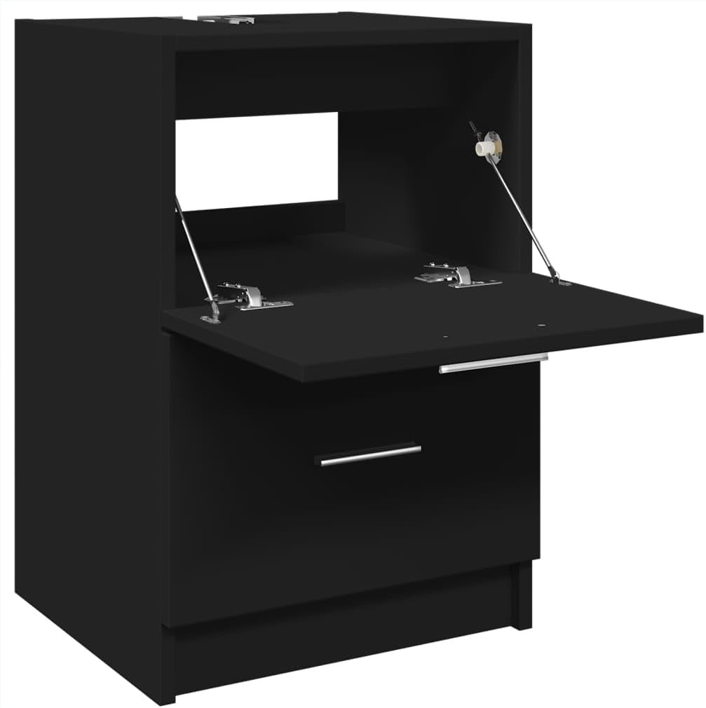Compact Black Under Sink Bathroom Cabinet 40x37x59cm Modern Vanity Storage Unit