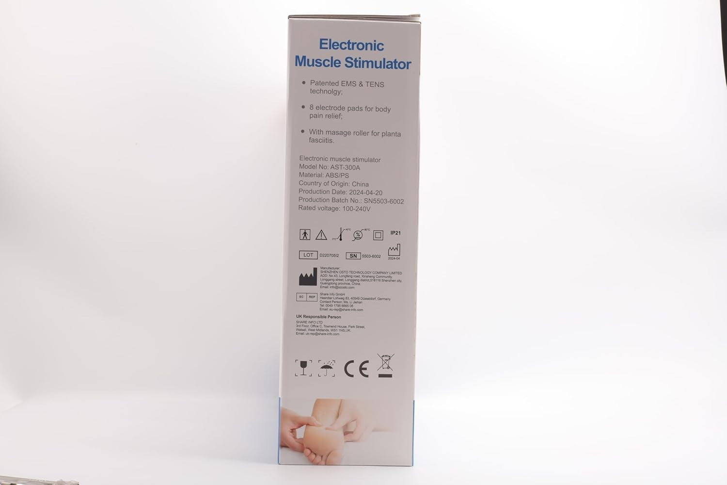 Foot Circulation Stimulator EMS TENS Massager Pain Relief Plantar Fasciitis
