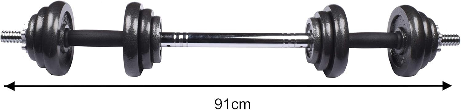 20kg Adjustable Free Weights Dumbbell Barbell Set Home Strength Training