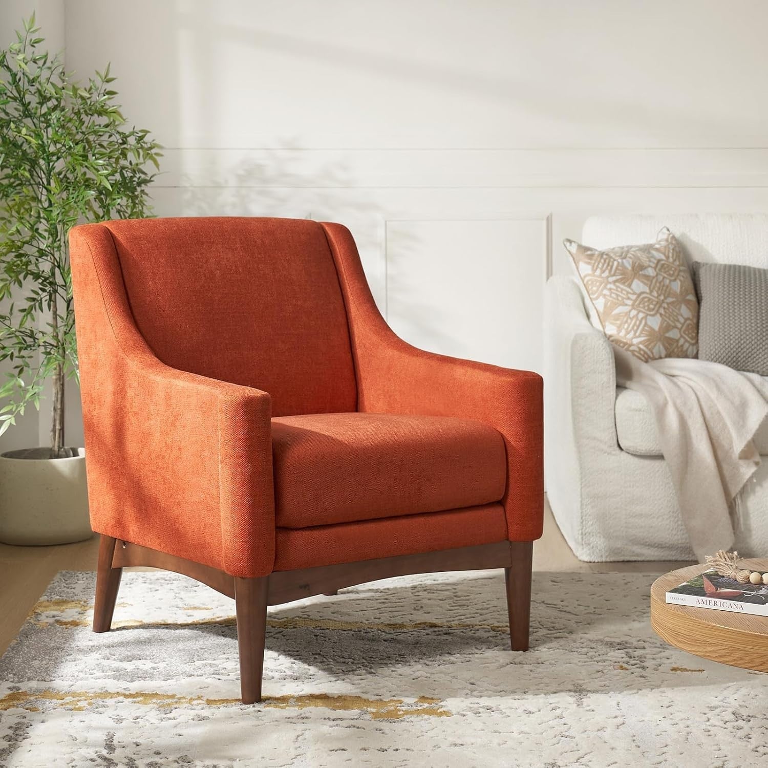 Orange Accent Armchair Modern Lounge Chair for Living Room or Office