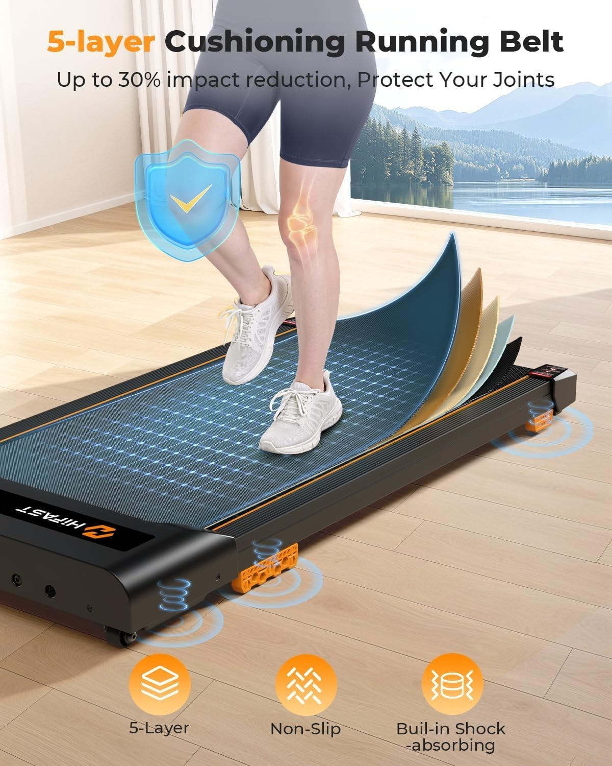 Under Desk Treadmill 3-in-1 Portable Walking Pad 2.5HP Quiet Motor