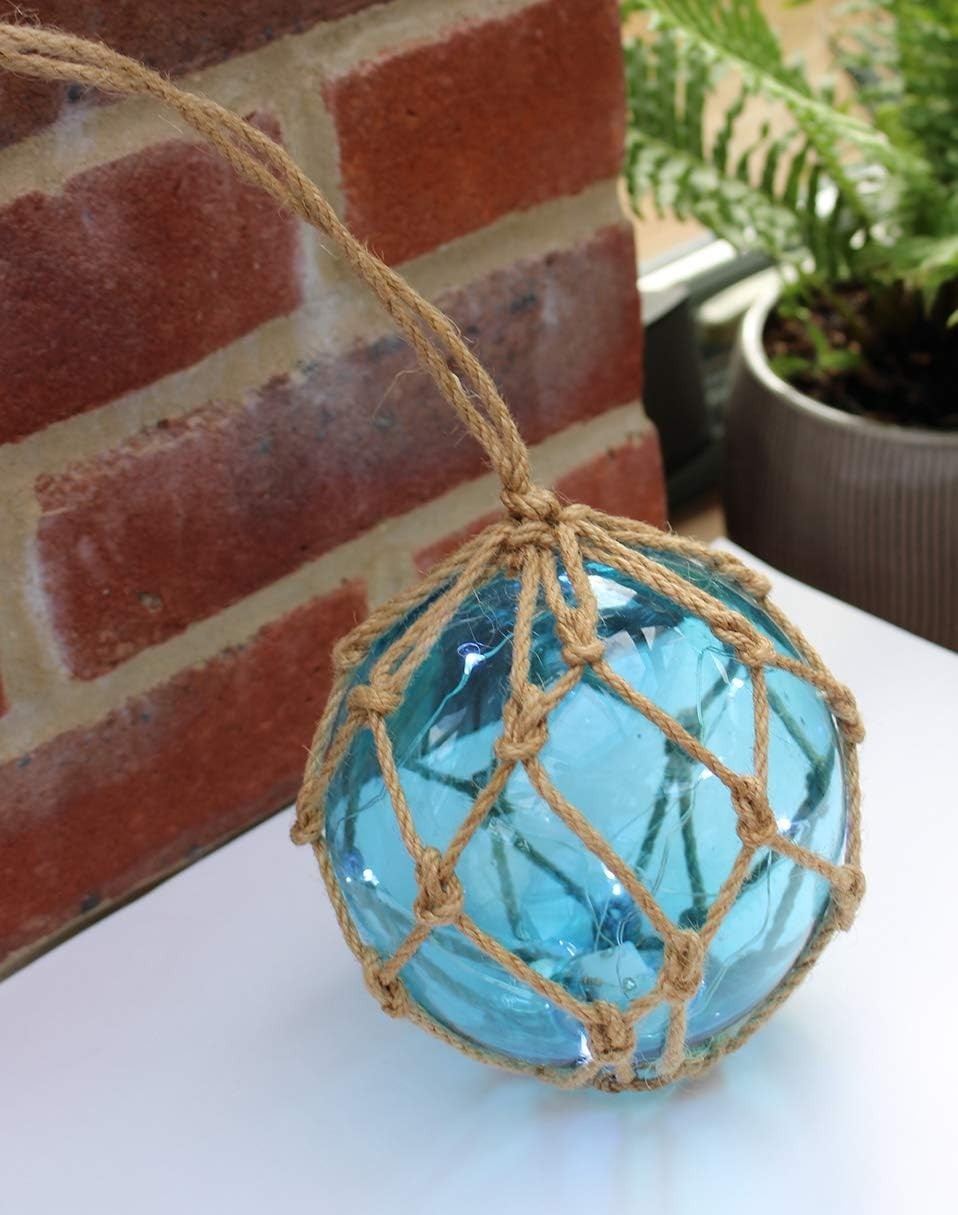 LED Glass Fishing Float 12cm Nautical Hanging Buoy Ornament Coastal Decor Light