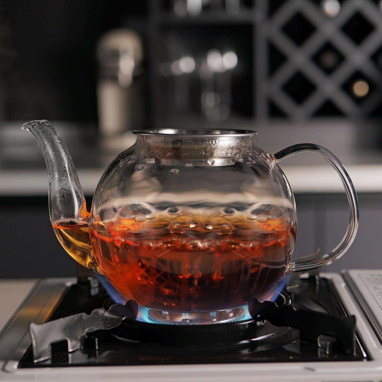 1200ml Glass Teapot with Infuser Stovetop Safe Loose Leaf Tea Maker