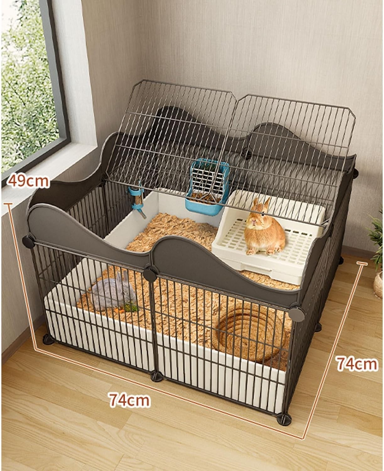 Indoor Rabbit Hutch Large Metal Wire Cage Secure Animal Enclosure