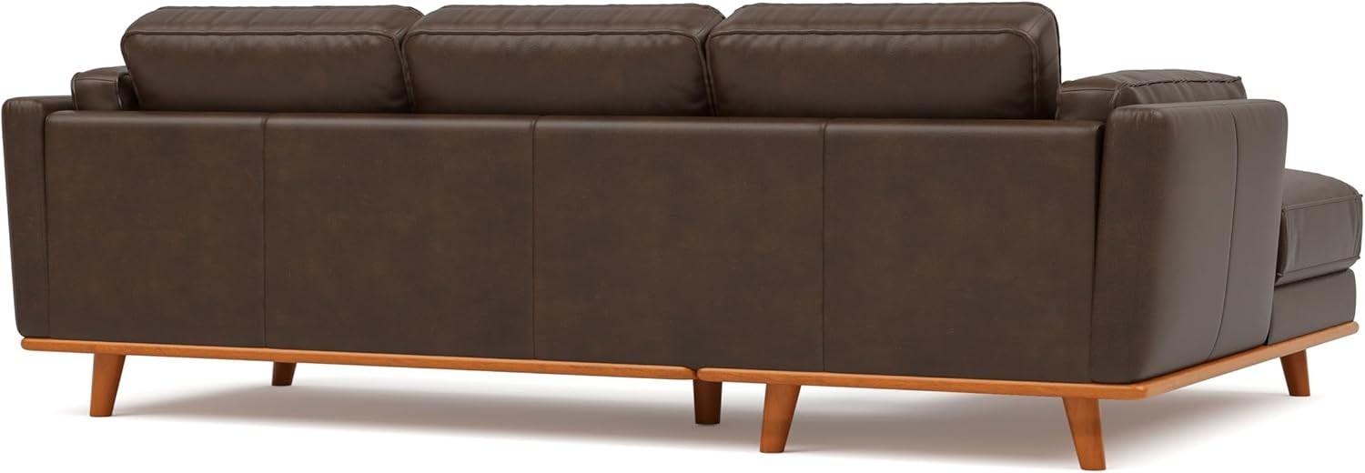 Italian Leather Corner Sofa Dark Chocolate– Left Chaise, Solid Wood, 4 Seater