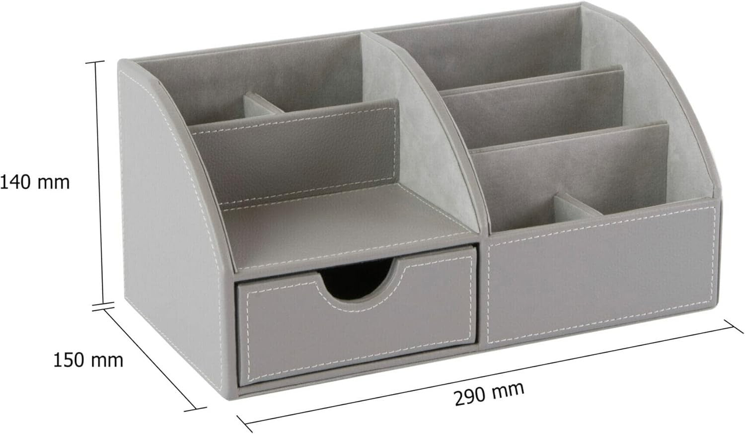 Faux Leather Desk Organiser 8-Compartment Drawer Pen, Stationery Caddy