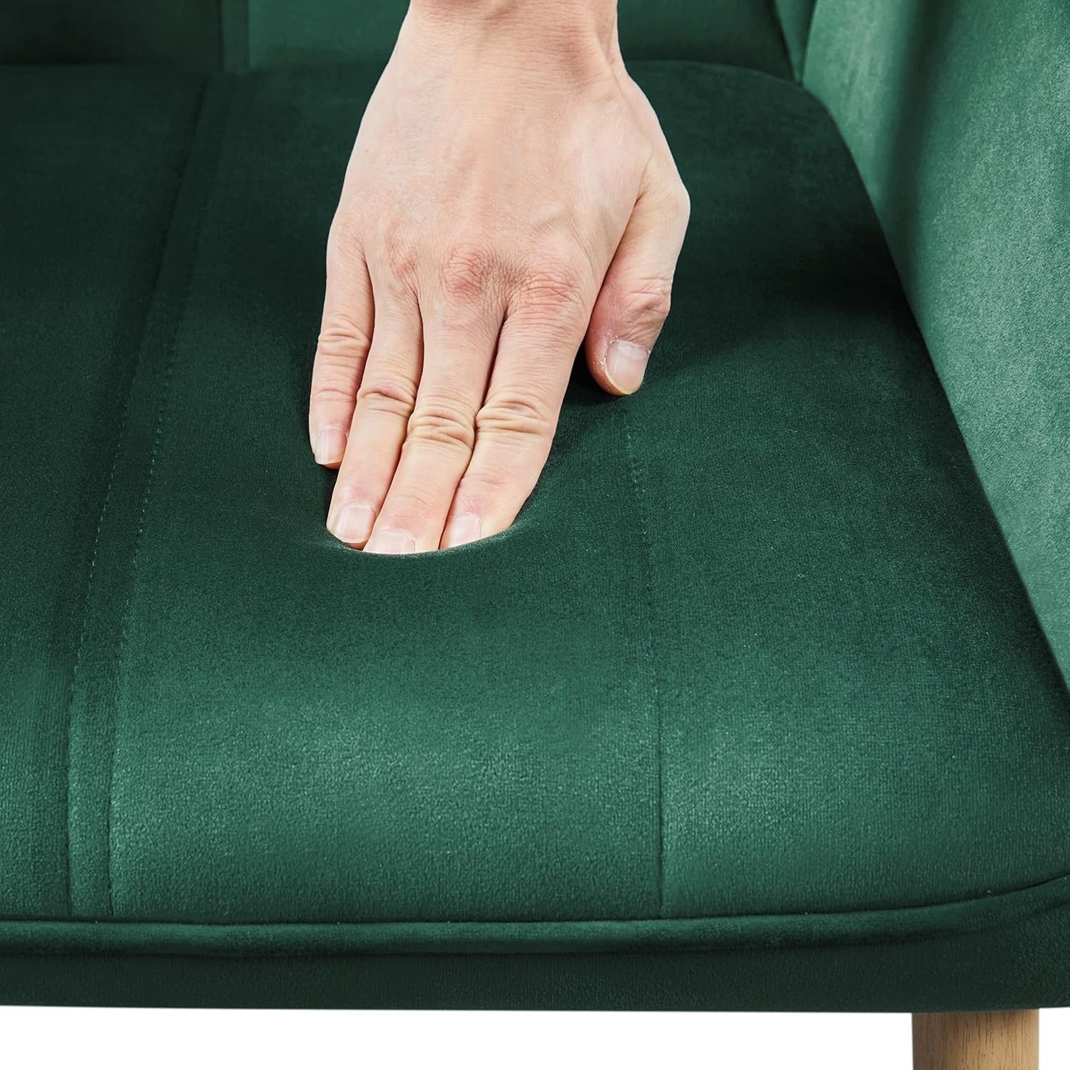 Green Velvet Tufted Vanity Chair Modern Armchair Metal Legs