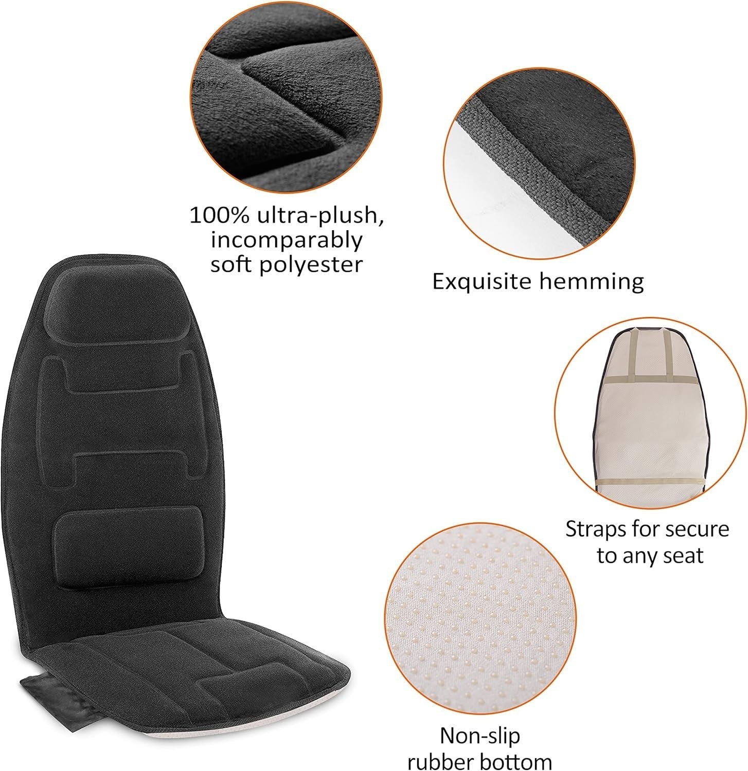 Vibration Back Massager Seat with Heat 10 Motors Memory Foam Support Blue Pad