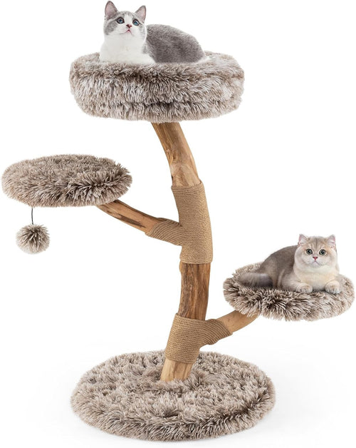92cm Wooden Cat Tree Multi Level Tower with Plush Perch & Jute Scratching