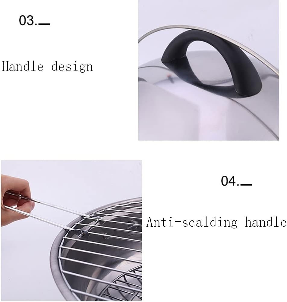 Portable Stainless Steel Charcoal BBQ Grill Outdoor Round Camping Patio Cooker