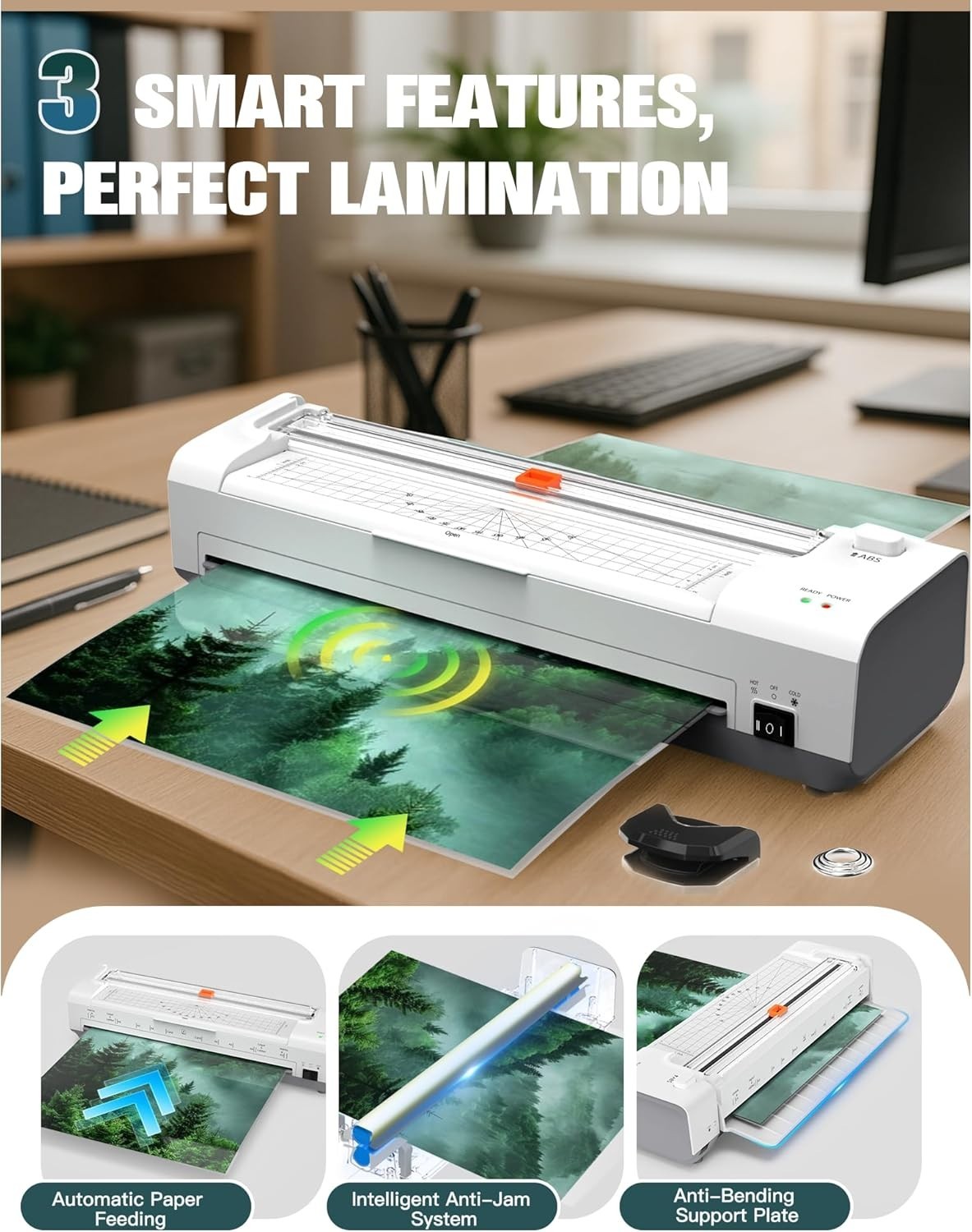 A3 Laminator 10-in-1 Hot Cold Auto Feed Anti Jam Trimmer + 20 Pouches