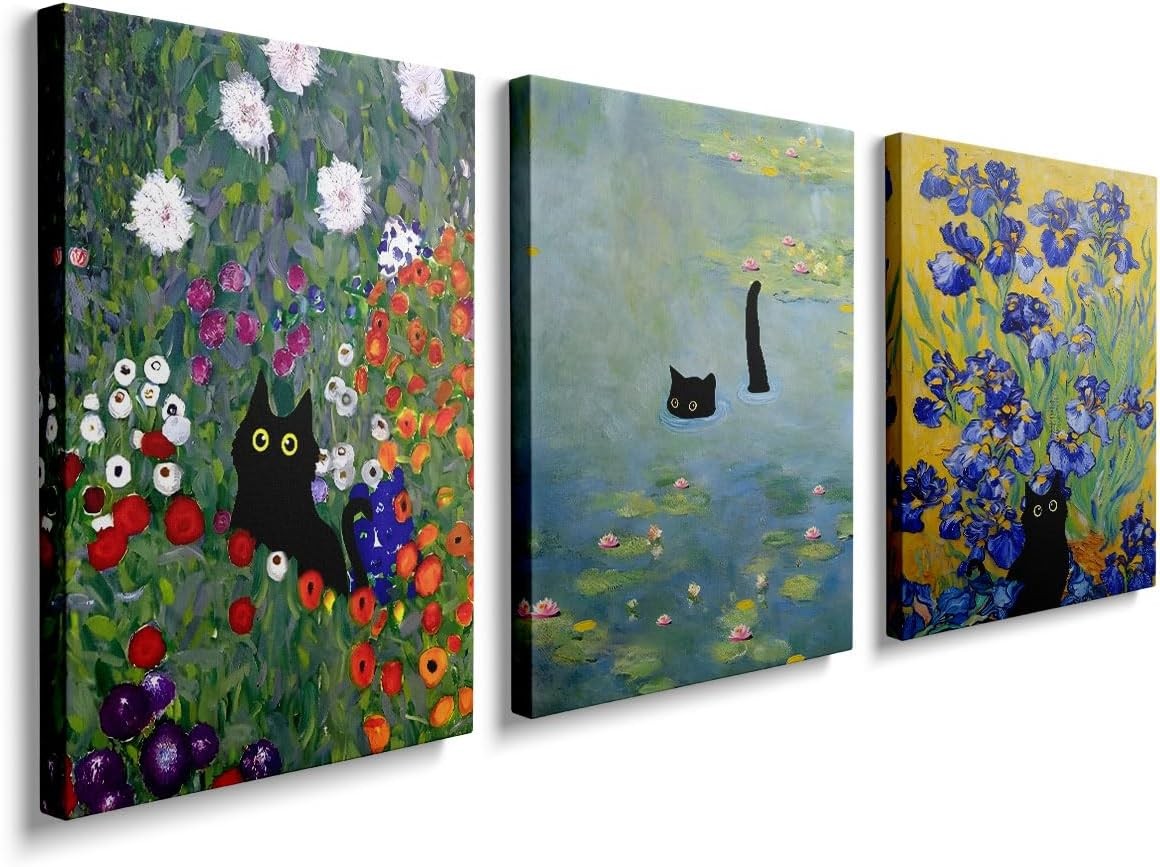 Boho Canvas Wall Art Set of 3 Framed Nature Prints 30x40cm Decor