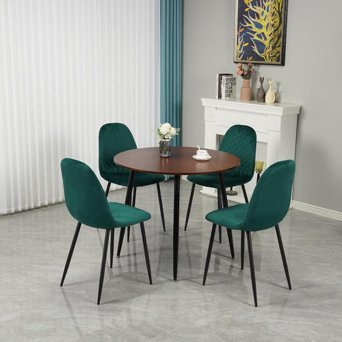 4 Seater Round Dining Table Set Velvet Chairs Modern Kitchen Living Room