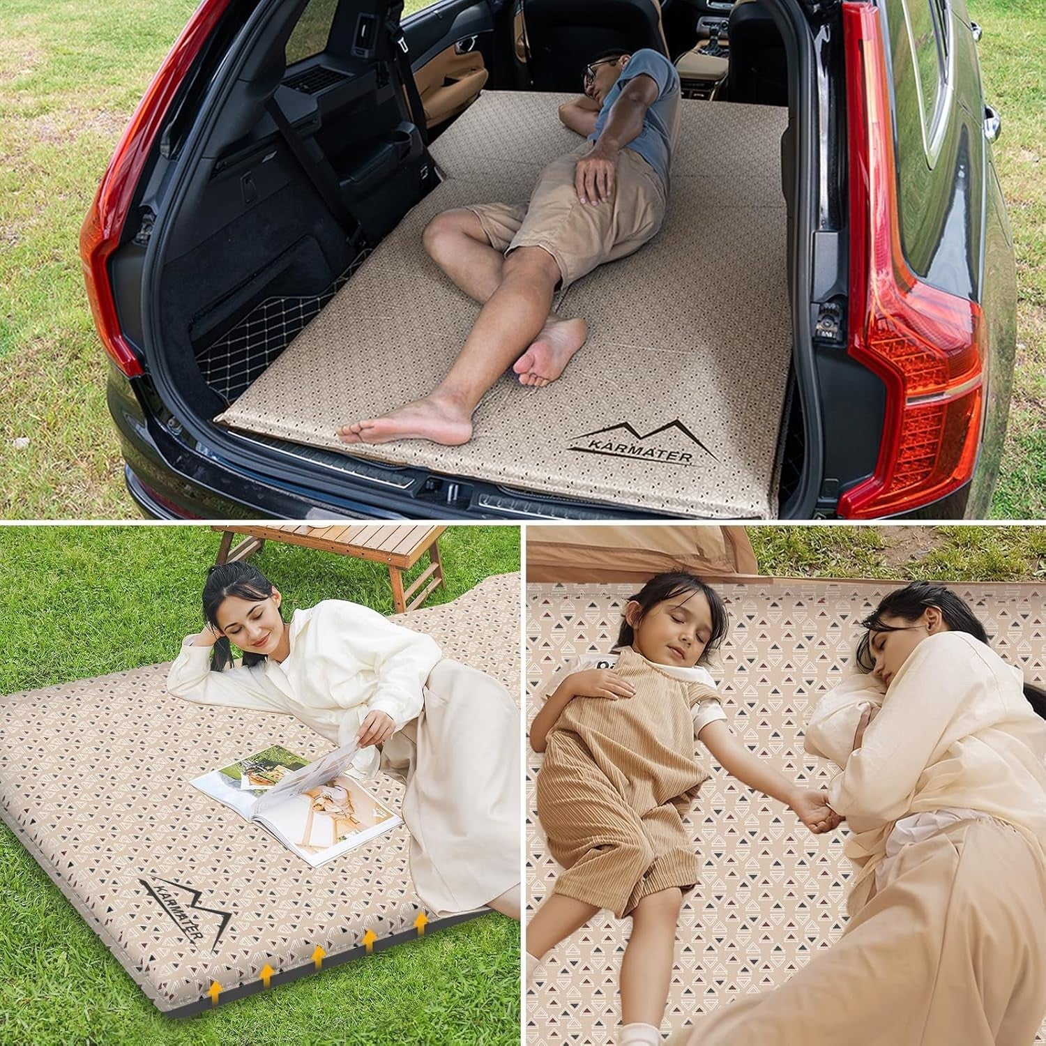 Inflatable SUV Air Mattress Car Bed 2-Person Memory Foam Camping Pad