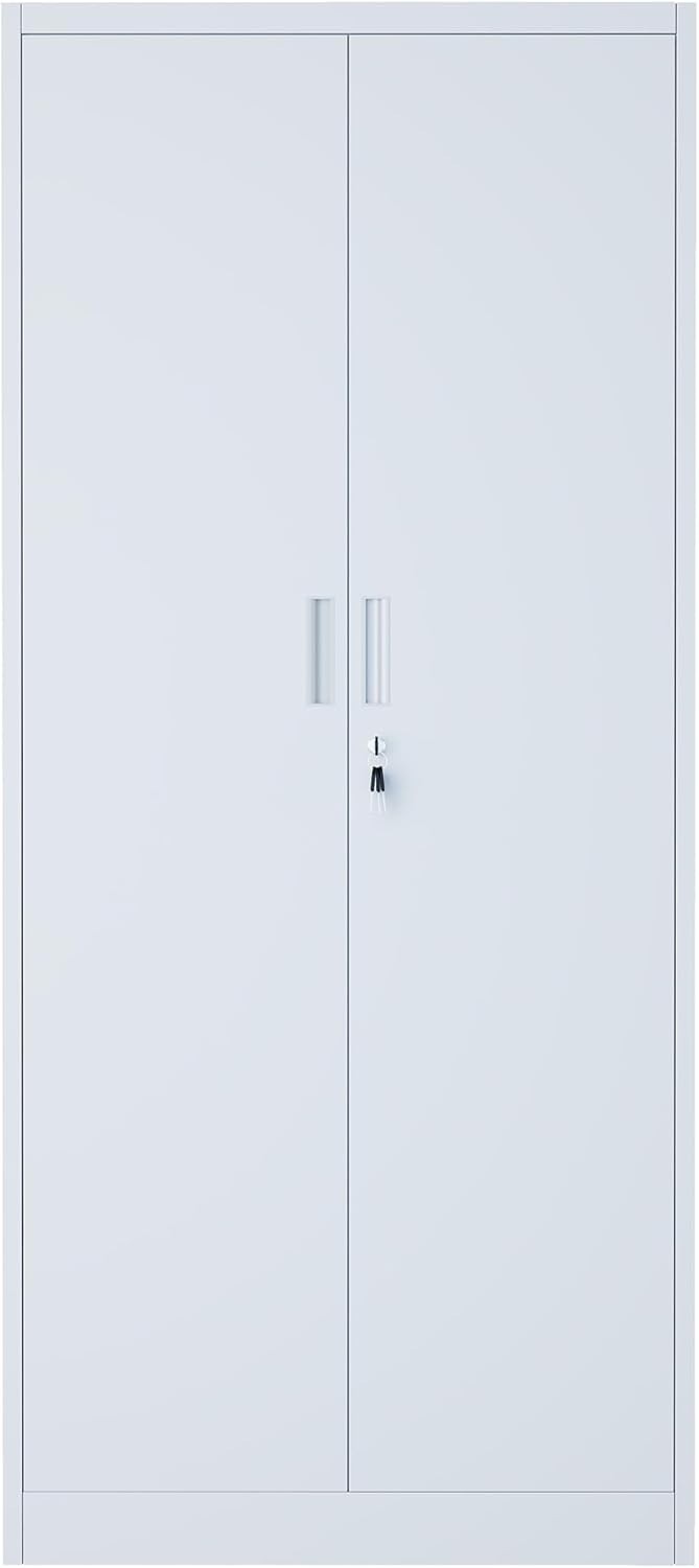 Locking Steel Storage Cabinet 180H 5 Shelves Garage Office Cupboard Metal